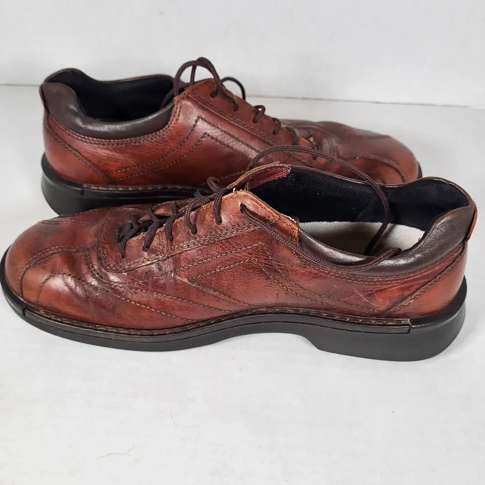 Ecco Men's 43 9/9.5 Light Shock Point Brown Leather Oxford Dress Shoes‎